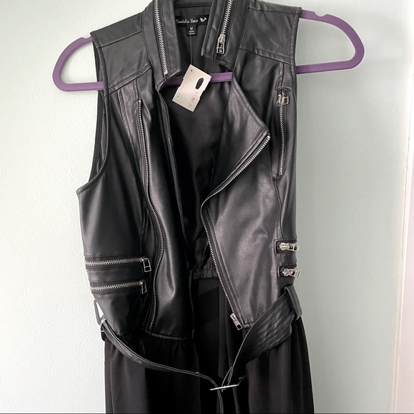 Ruby and Jenna , black faux leather/chiffon vest - Picture 3 of 3